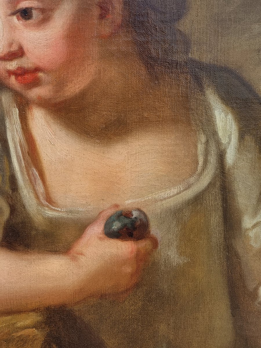 Ritratto di giovane bambina con frutto – Scuola veneta, metà XVIII secolo-photo-2