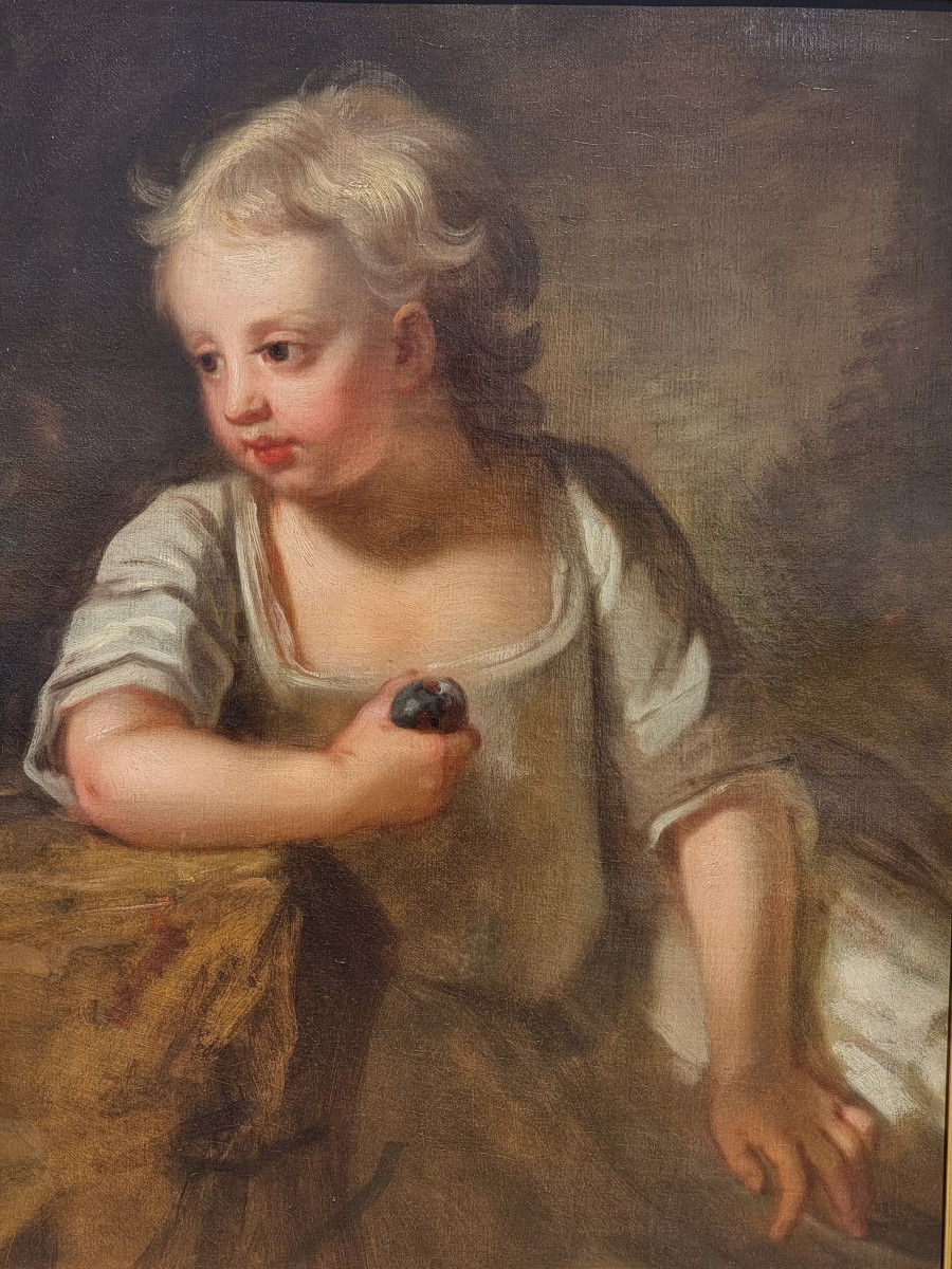 Ritratto di giovane bambina con frutto – Scuola veneta, metà XVIII secolo