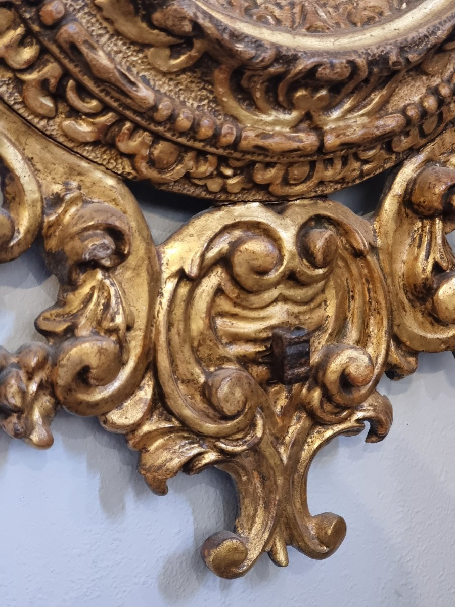 Grande luniera veneziana del XVIII secolo con specchio inciso – raffigurazione mitologica-photo-2