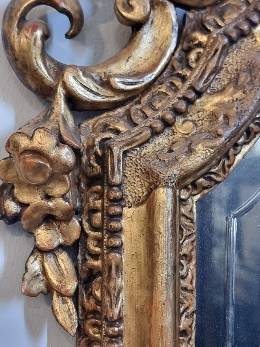 Grande luniera veneziana del XVIII secolo con specchio inciso – raffigurazione mitologica-photo-3