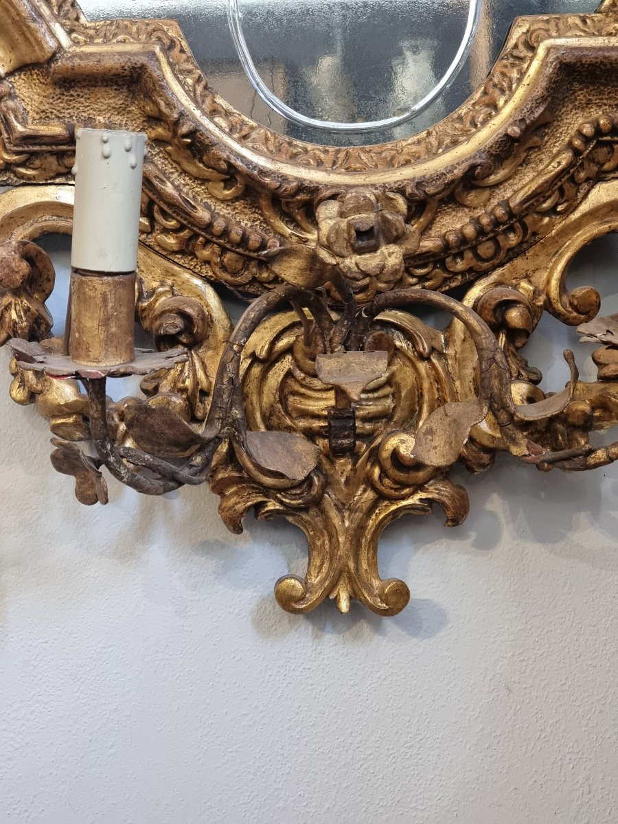 Grande luniera veneziana del XVIII secolo con specchio inciso – raffigurazione mitologica-photo-4
