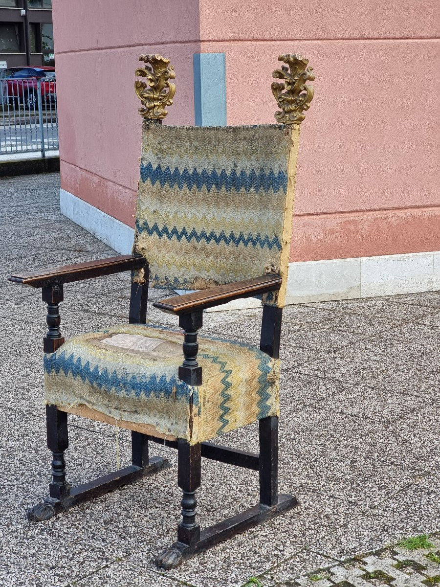Seggiolone in noce intagliato con fregi dorati, area emiliana (prob. Mantova), fine XVI – inizi-photo-4