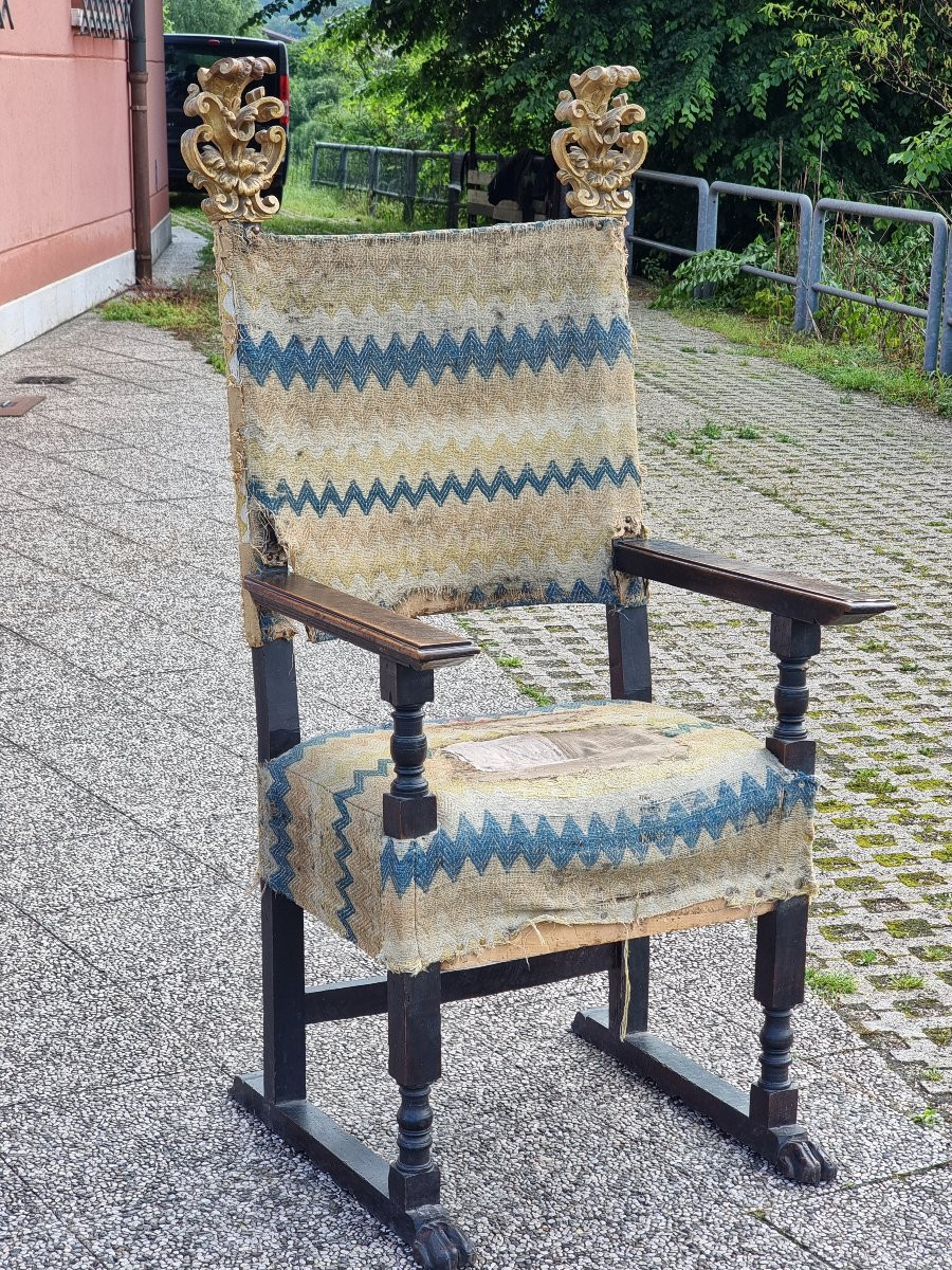 Seggiolone in noce intagliato con fregi dorati, area emiliana (prob. Mantova), fine XVI – inizi-photo-6