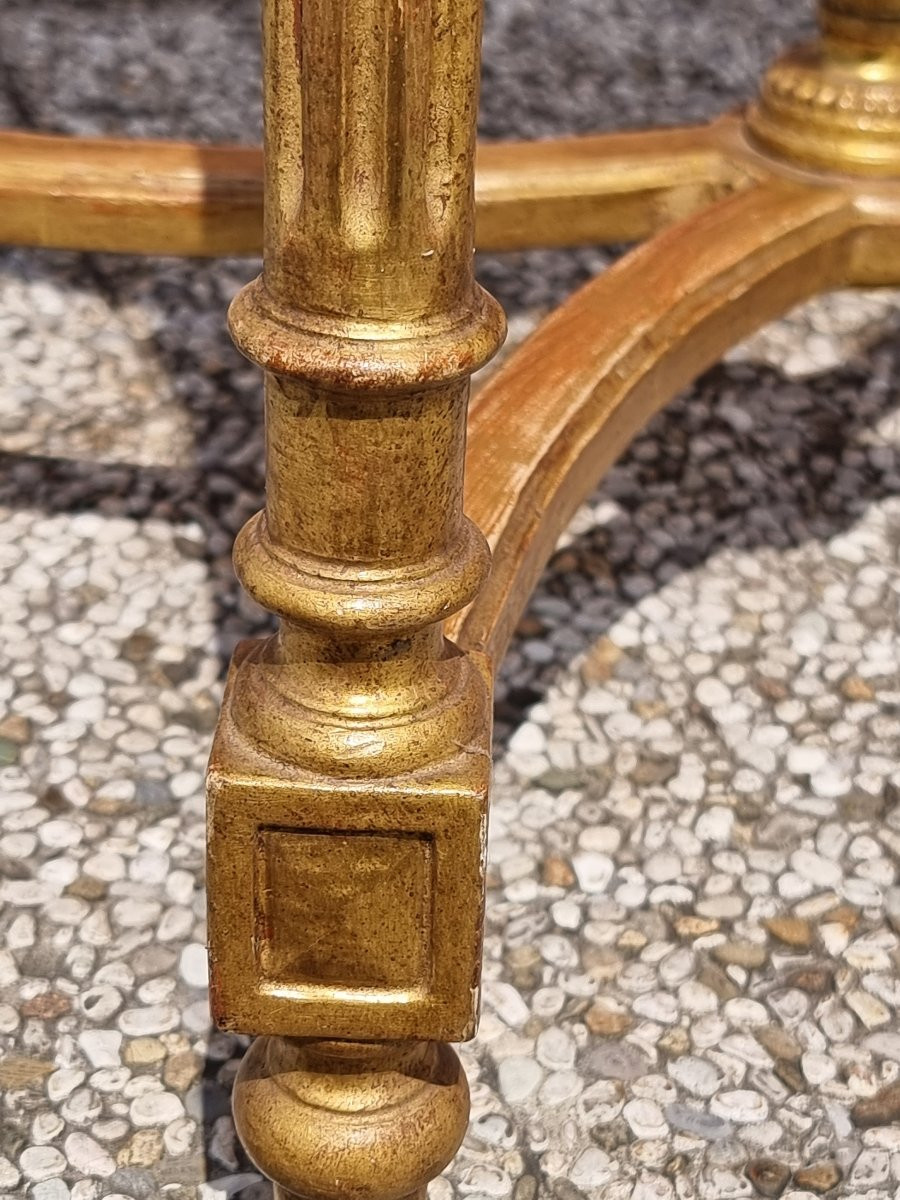 Tavolino francese in legno dorato, stile Luigi XVI, fine Ottocento-photo-3