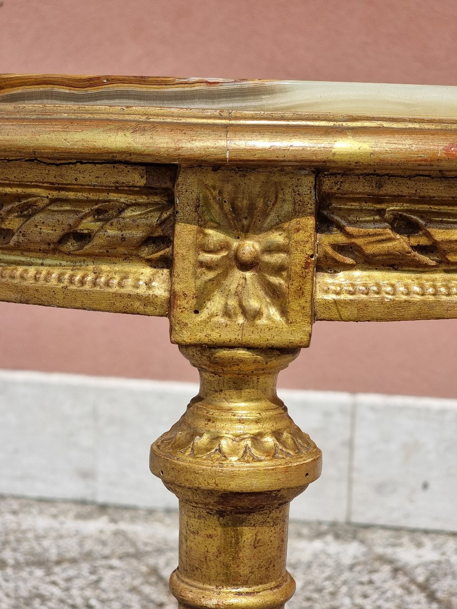 Tavolino francese in legno dorato, stile Luigi XVI, fine Ottocento-photo-2