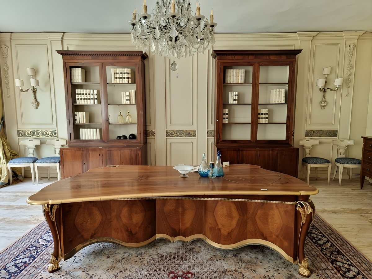 Coppia di credenze librerie a due corpi in noce intagliato – Veneto, primi decenni del XIX seco-photo-5