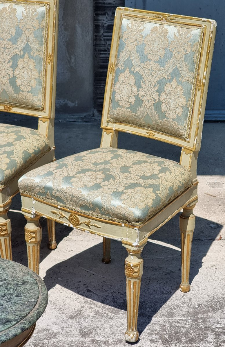 Salotto veneto laccato e dorato in foglia oro, fine XVIII secolo-photo-7