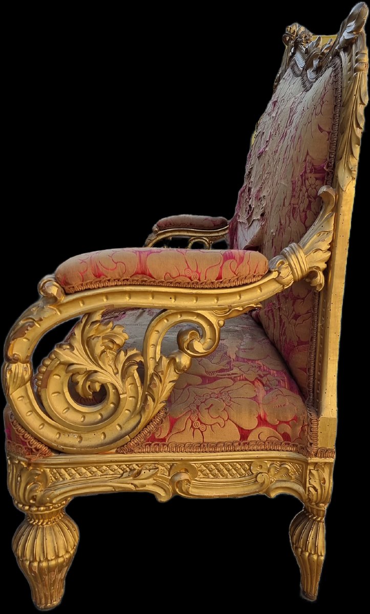 Salotto nobiliare intagliato e dorato, stile Carlo X – XIX secolo-photo-4