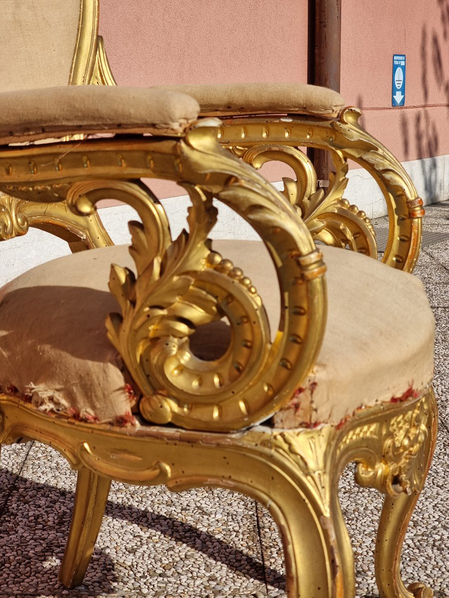 Salotto nobiliare intagliato e dorato, stile Carlo X – XIX secolo-photo-7
