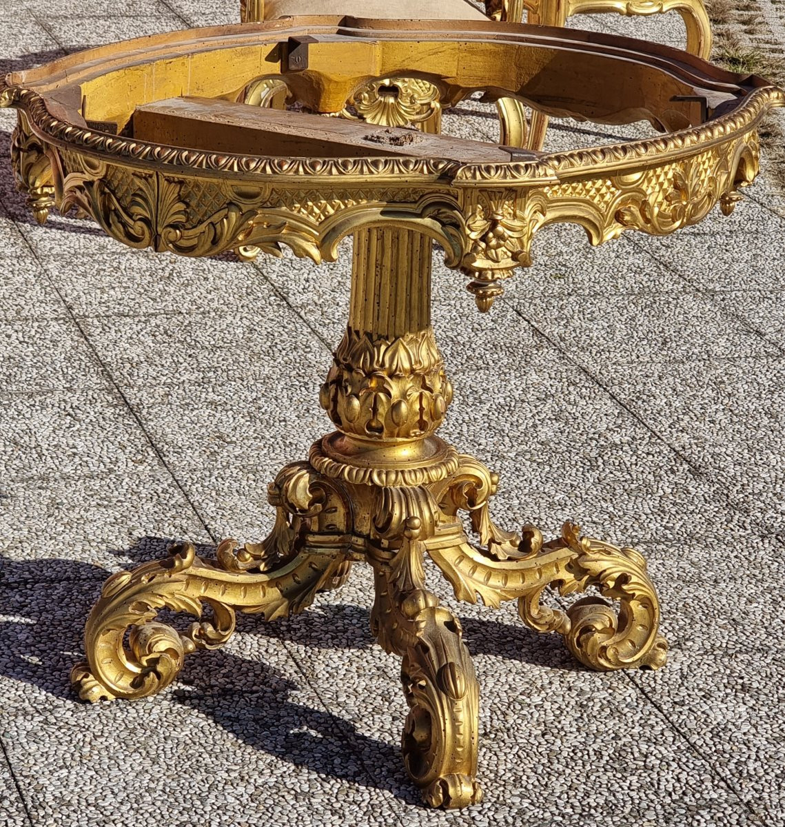 Salotto nobiliare intagliato e dorato, stile Carlo X – XIX secolo-photo-8