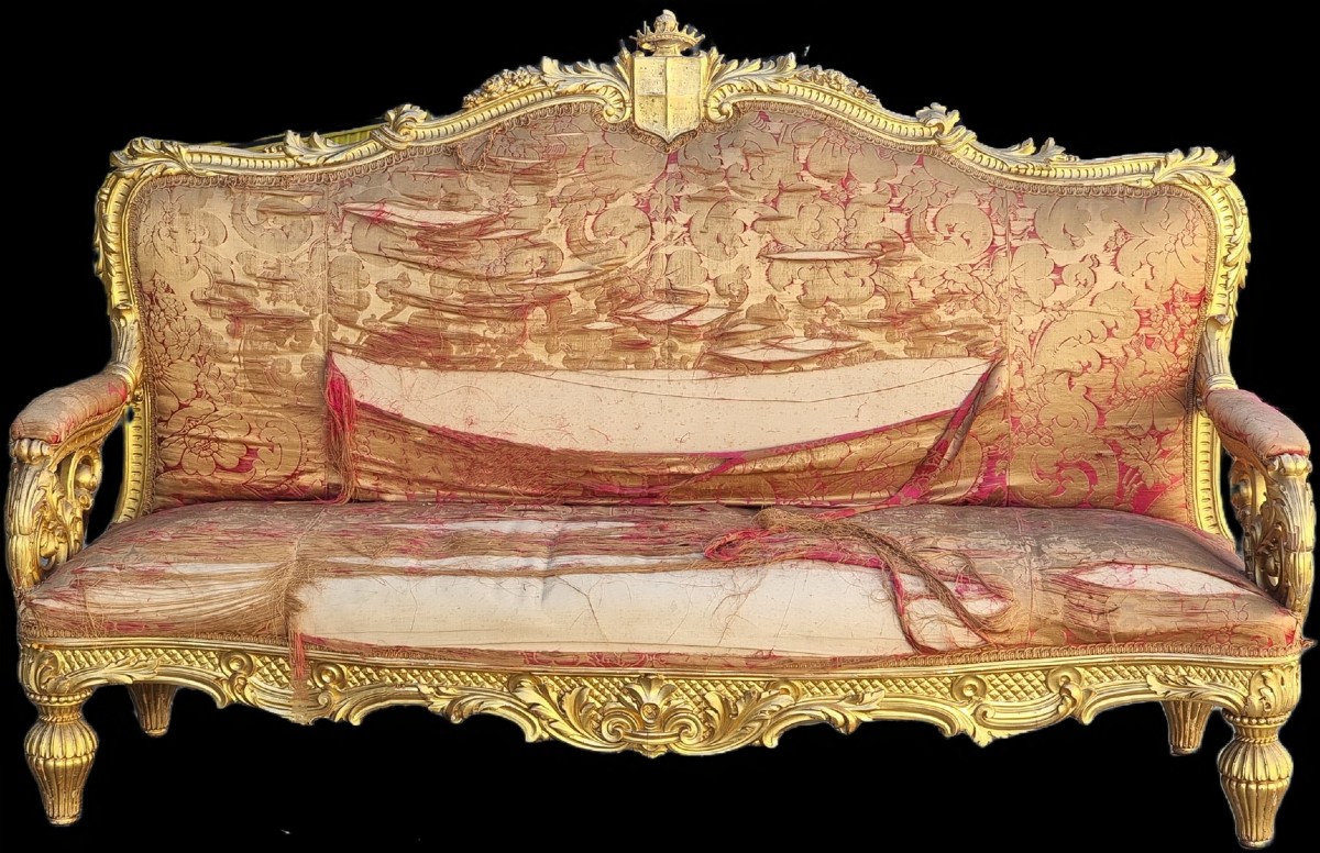 Salotto nobiliare intagliato e dorato, stile Carlo X – XIX secolo
