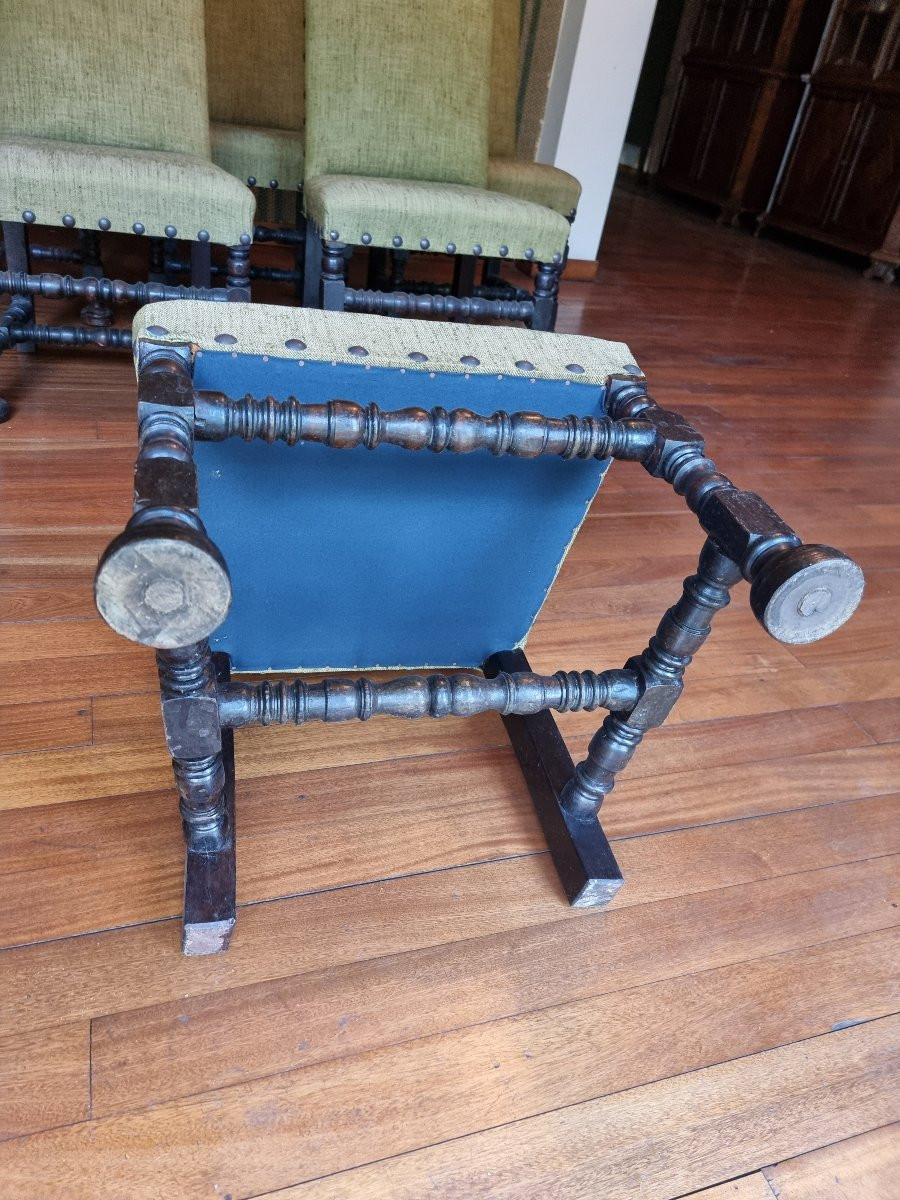  Set di sei seggiole “a rocchetto” in noce – Fine XVII / Inizio XVIII secolo-photo-5