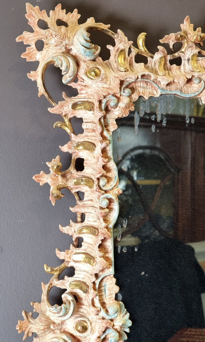 Specchiera veneziana intagliata, laccata e dorata - Seconda metà del XIX secolo-photo-2