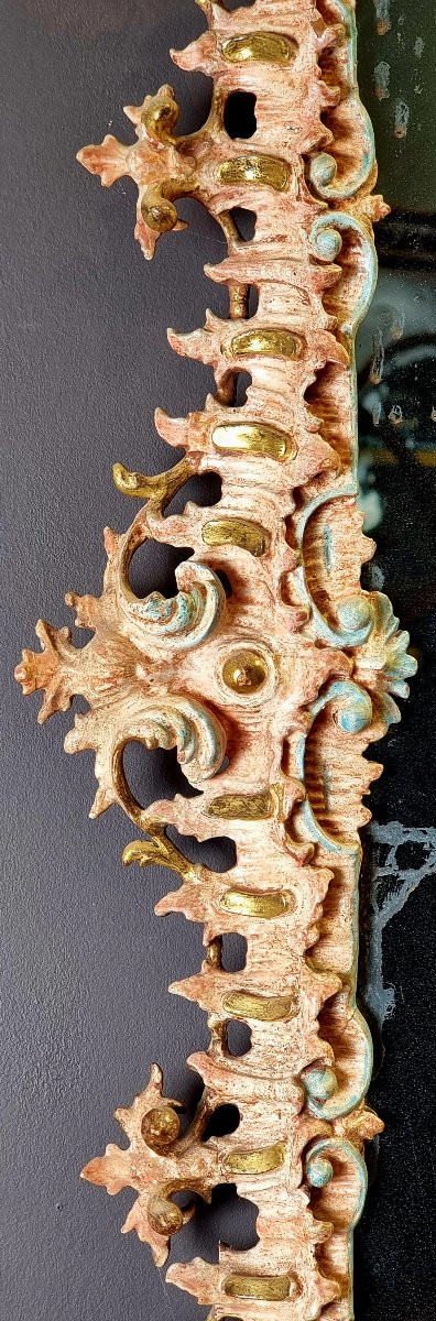 Specchiera veneziana intagliata, laccata e dorata - Seconda metà del XIX secolo-photo-3
