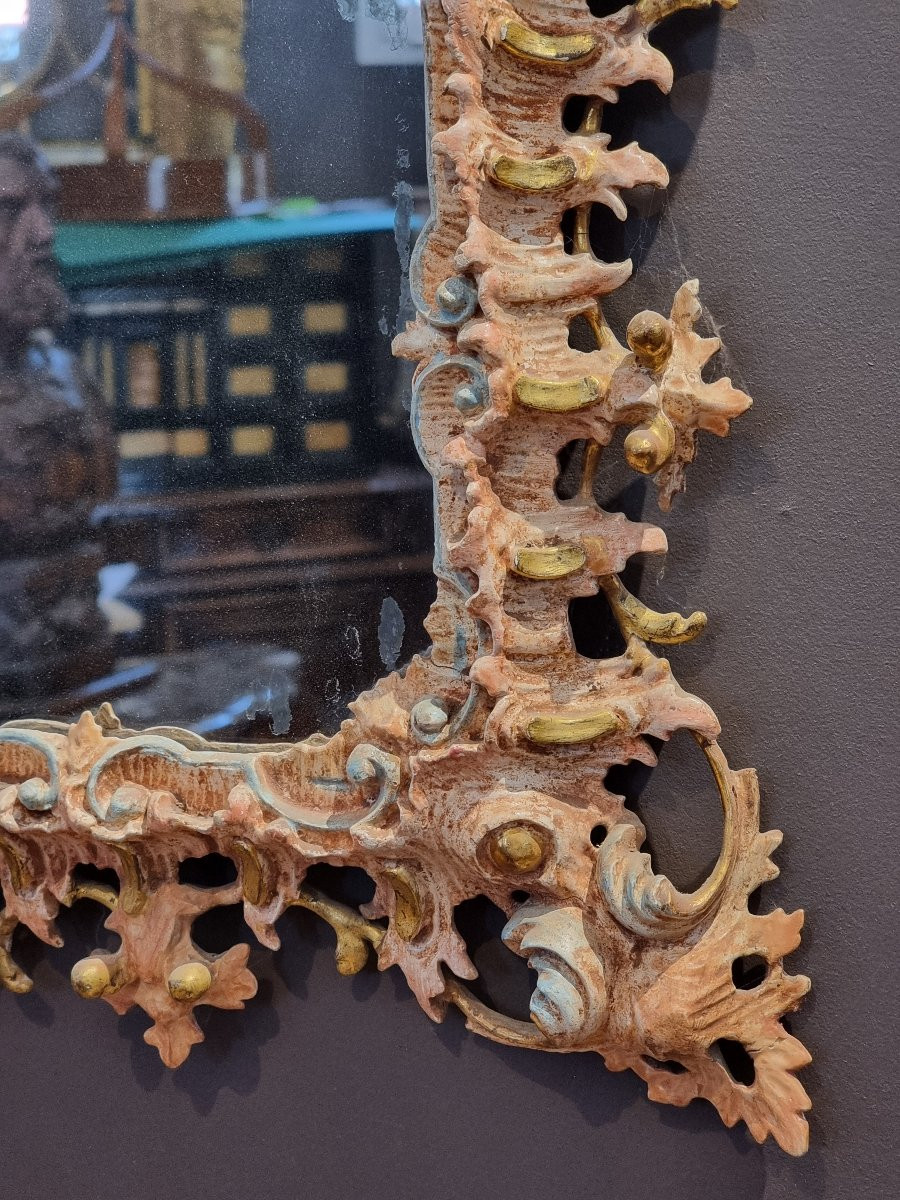 Specchiera veneziana intagliata, laccata e dorata - Seconda metà del XIX secolo-photo-3