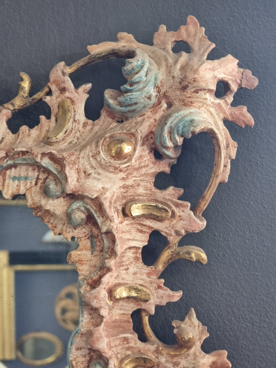 Specchiera veneziana intagliata, laccata e dorata - Seconda metà del XIX secolo-photo-4