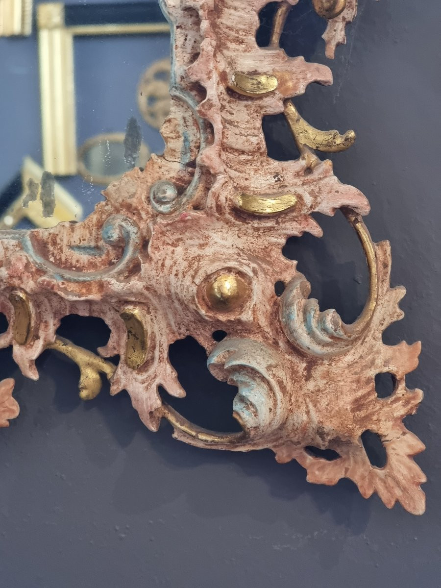 Specchiera veneziana intagliata, laccata e dorata - Seconda metà del XIX secolo-photo-6