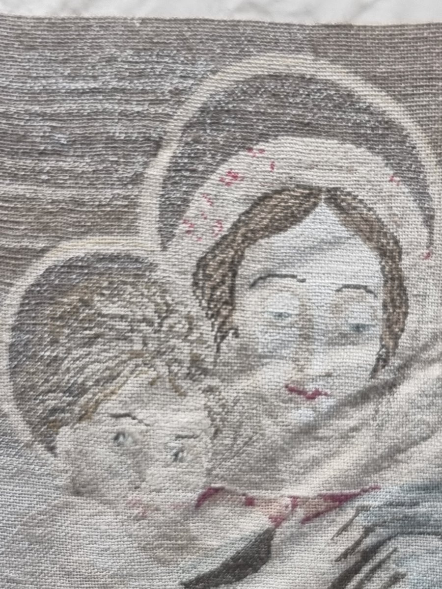Madonna col Bambino – Ricamo su seta, fine XIX / inizi XX secolo-photo-3
