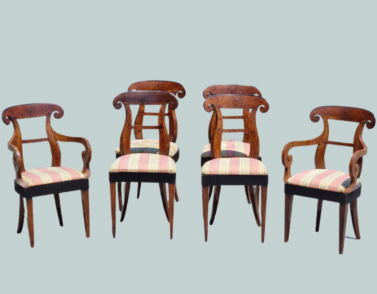 Set di quattro sedie e due poltrone Carlo X – Veneto, ca. 1830