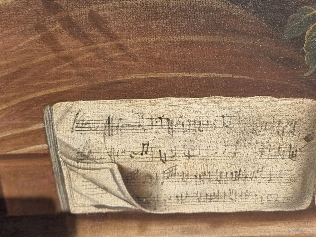 Coppia di nature morte con strumenti musicali, frutta e animali esotici – Scuola lombarda, fine-photo-4