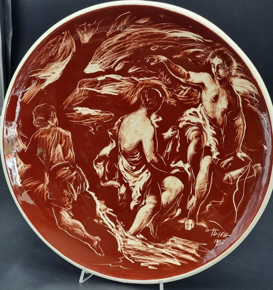 Coppia di piatti in ceramica a graffito, Alessio Tasca, Nove, anni 1950-photo-3