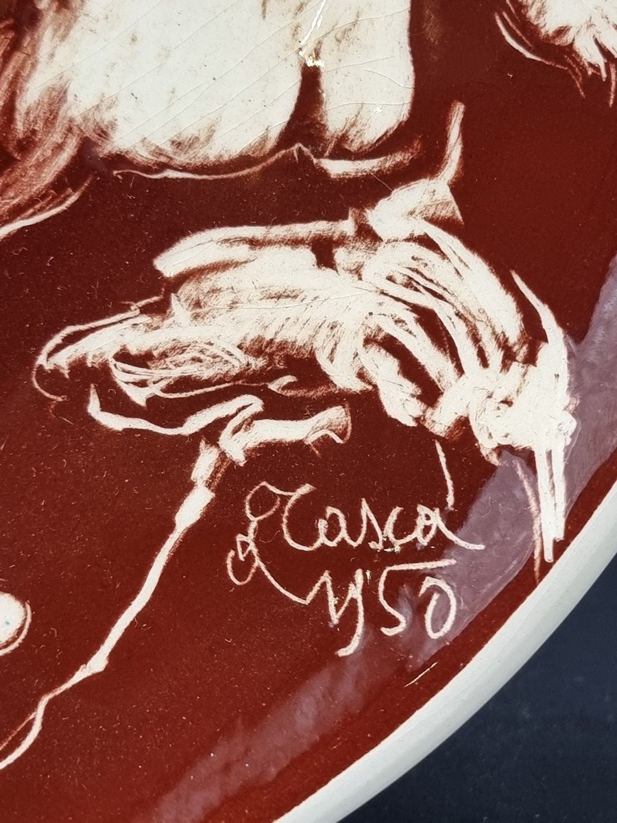 Coppia di piatti in ceramica a graffito, Alessio Tasca, Nove, anni 1950-photo-4