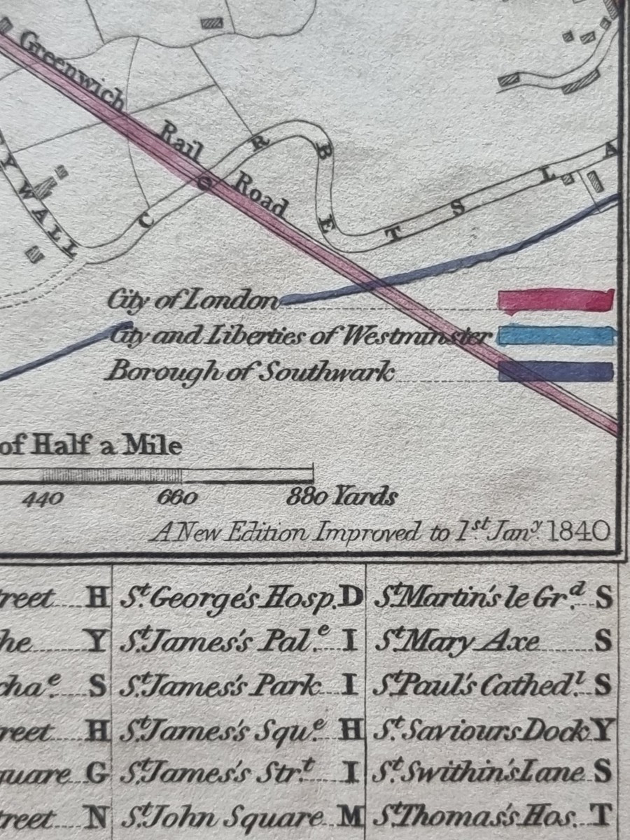 Cruchley’s New Plan of London – Edizione 1840  Carta geografica pieghevole originale, montata s-photo-2