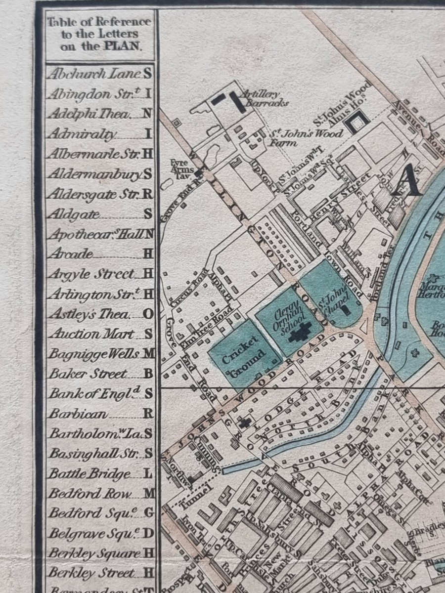 Cruchley’s New Plan of London – Edizione 1840  Carta geografica pieghevole originale, montata s-photo-3