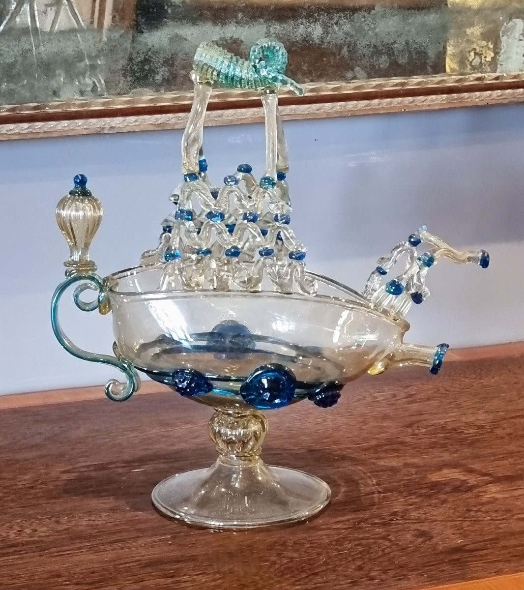 Aquamanile veneziano a forma di veliero in vetro di Murano – fine XIX secolo-photo-2