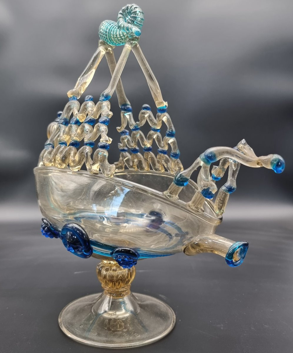 Aquamanile veneziano a forma di veliero in vetro di Murano – fine XIX secolo-photo-2