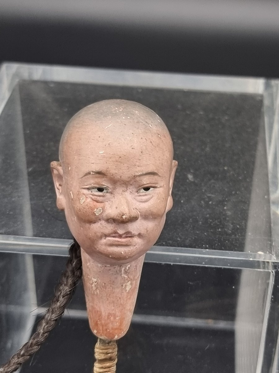 Coppia di statuette cinesi in terracotta dipinta – Cina meridionale, fine XIX secolo-photo-7