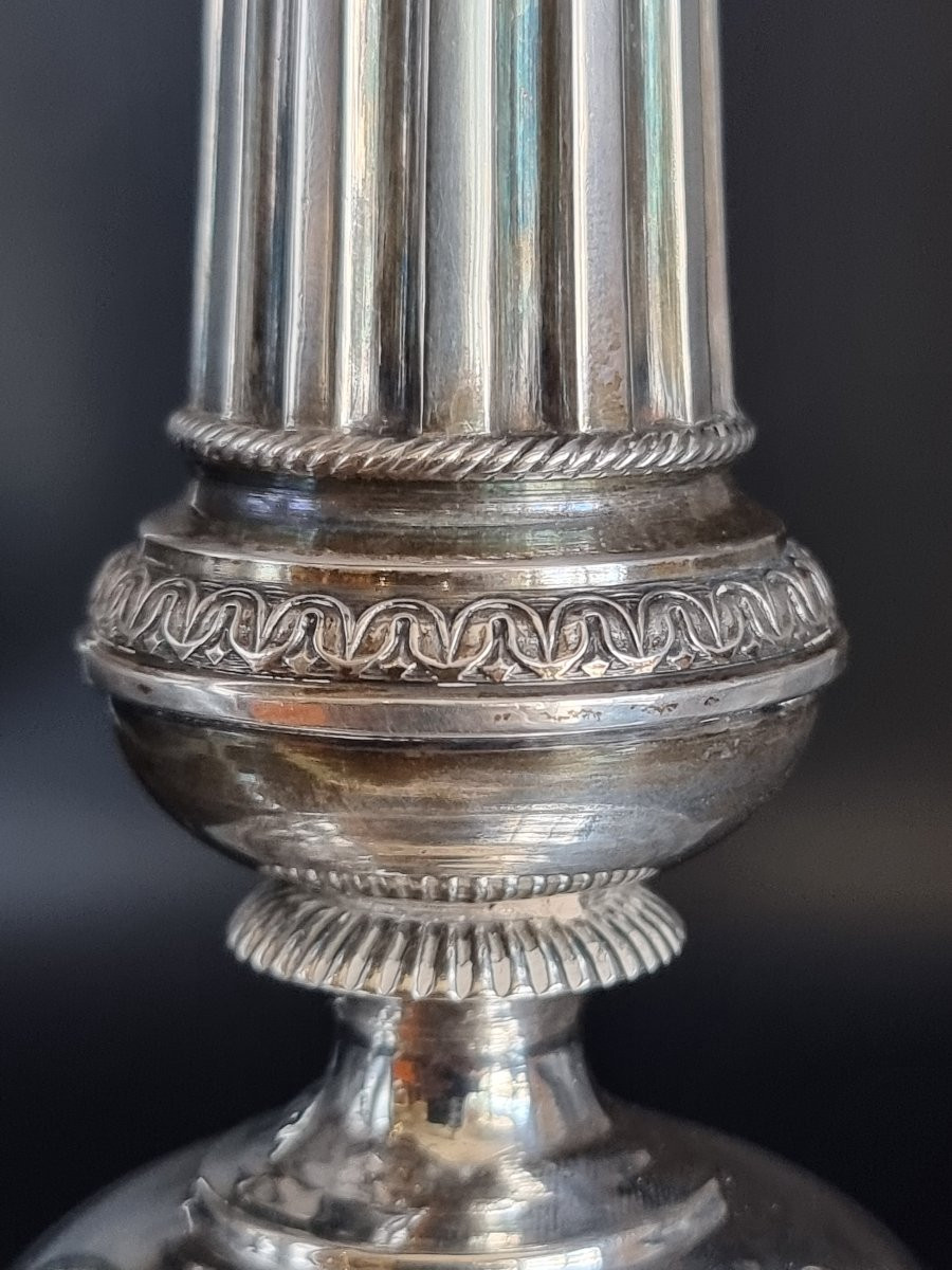 Coppia di candelieri in argento, stile neoclassico – inizi XX secolo-photo-3