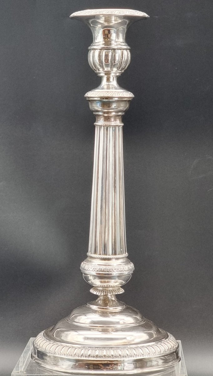 Coppia di candelieri in argento, stile neoclassico – inizi XX secolo-photo-4