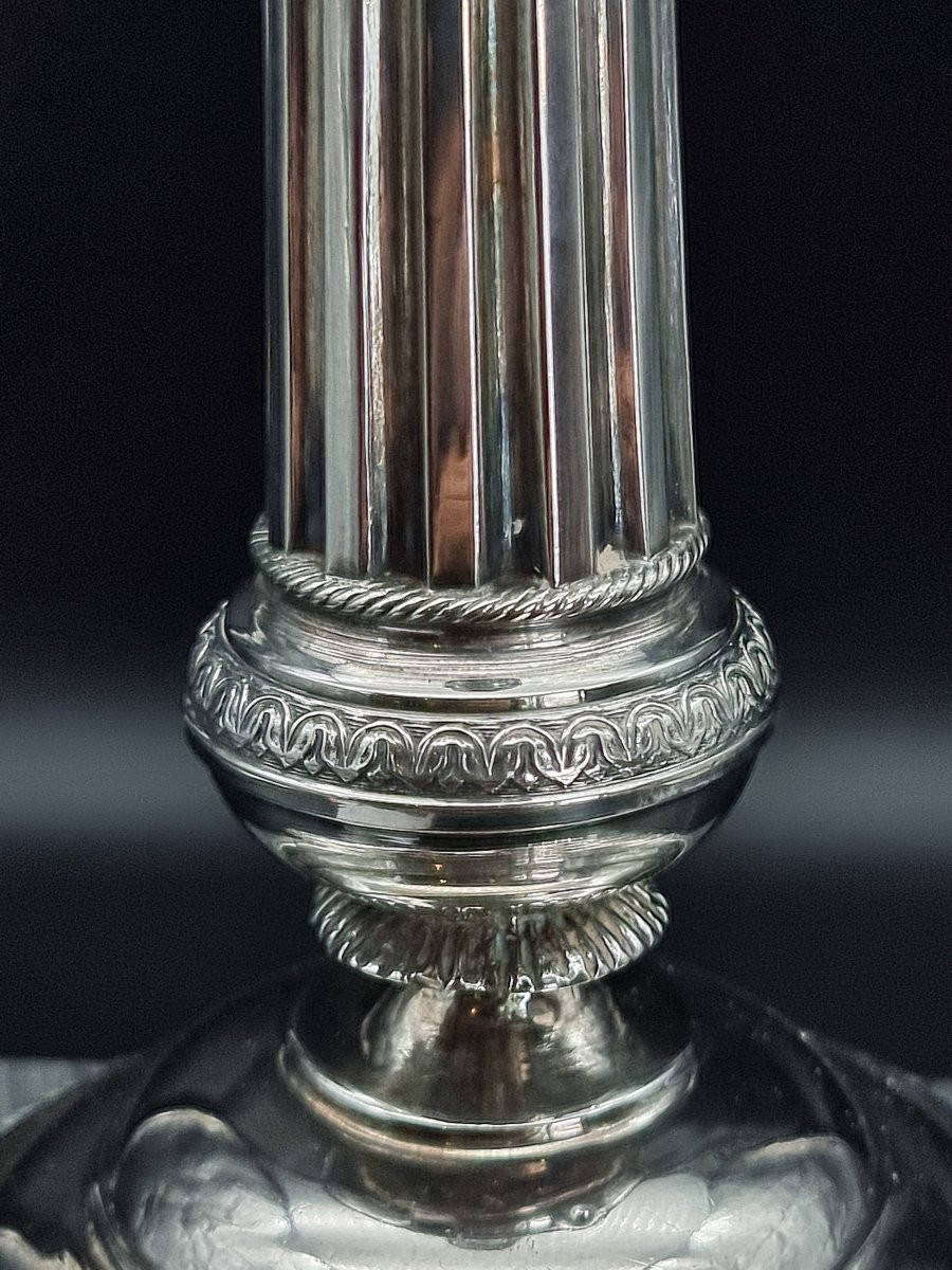 Coppia di candelieri in argento, stile neoclassico – inizi XX secolo-photo-5