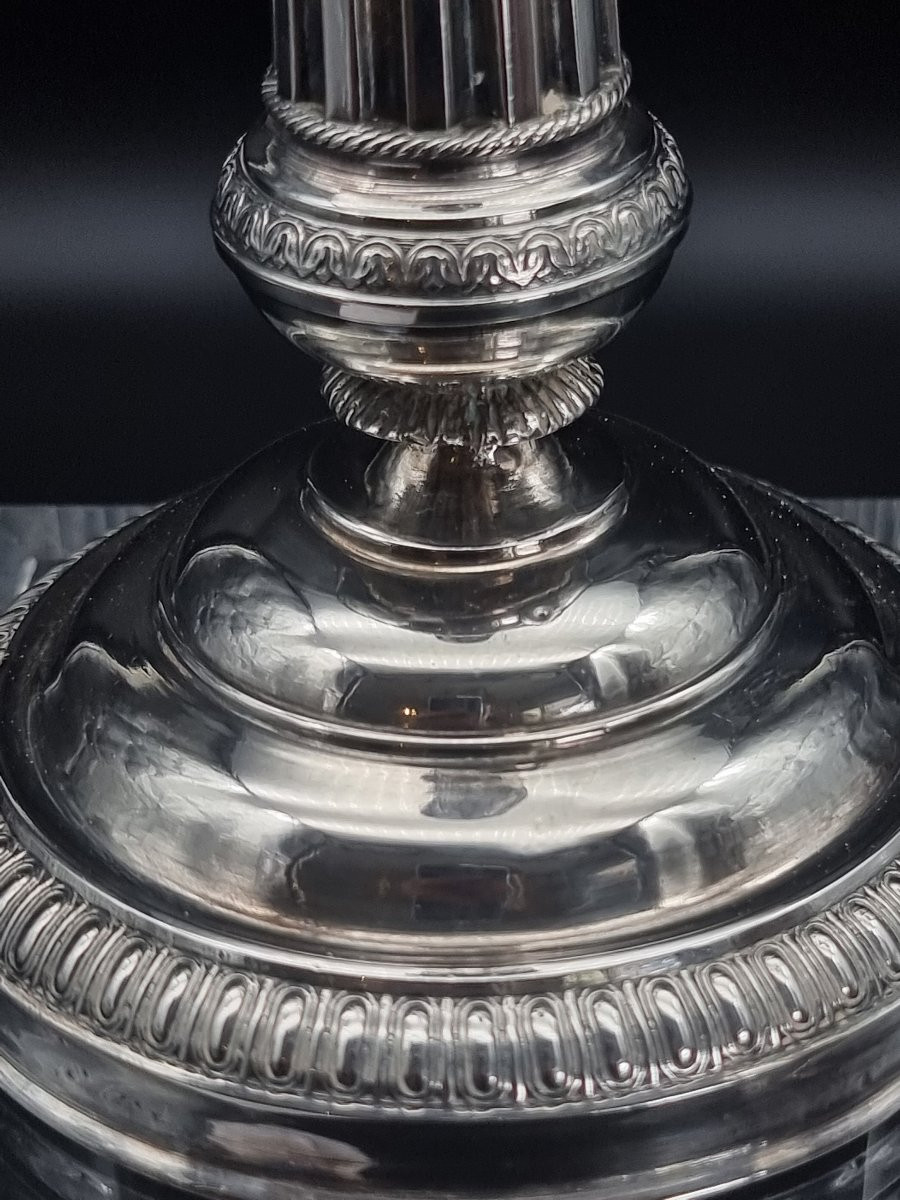 Coppia di candelieri in argento, stile neoclassico – inizi XX secolo-photo-7