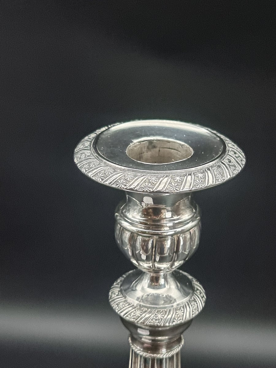 Coppia di candelieri in argento, stile neoclassico – inizi XX secolo-photo-8