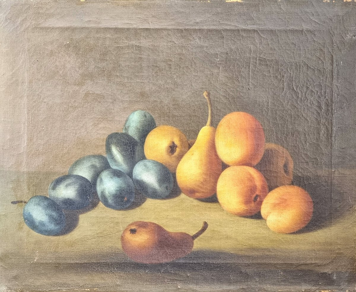 Coppia di nature morte con frutta in cornici argentate, fine Settecento – inizi Ottocento-photo-4