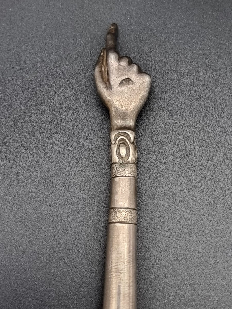 Yad da Torah antica in argento cesellato, probabile produzione russa, fine XIX secolo – 22 cm, -photo-3