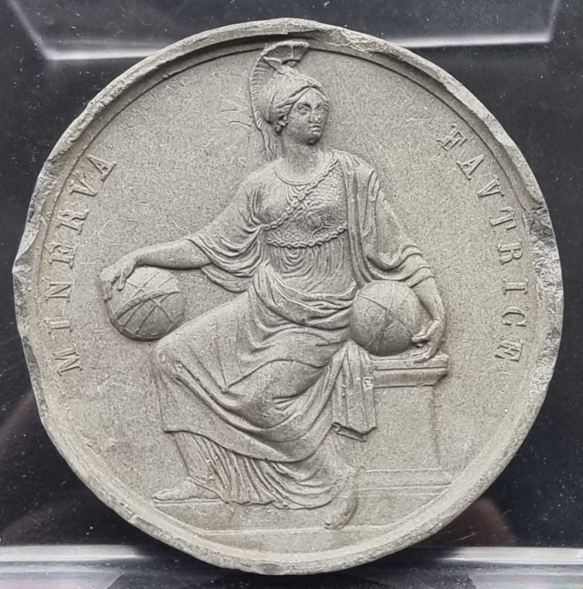 Nucleo di sei medaglie commemorative in pasta vulcanica o materiale simile, XIX secolo