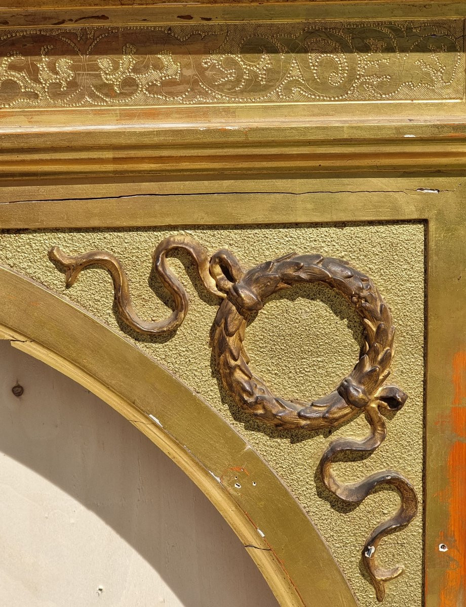 Grande fregio decorativo dorato in pastiglia, ambito nord-italiano, periodo Impero (primo quart-photo-4
