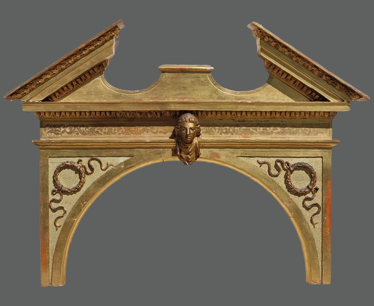 Grande fregio decorativo dorato in pastiglia, ambito nord-italiano, periodo Impero (primo quart