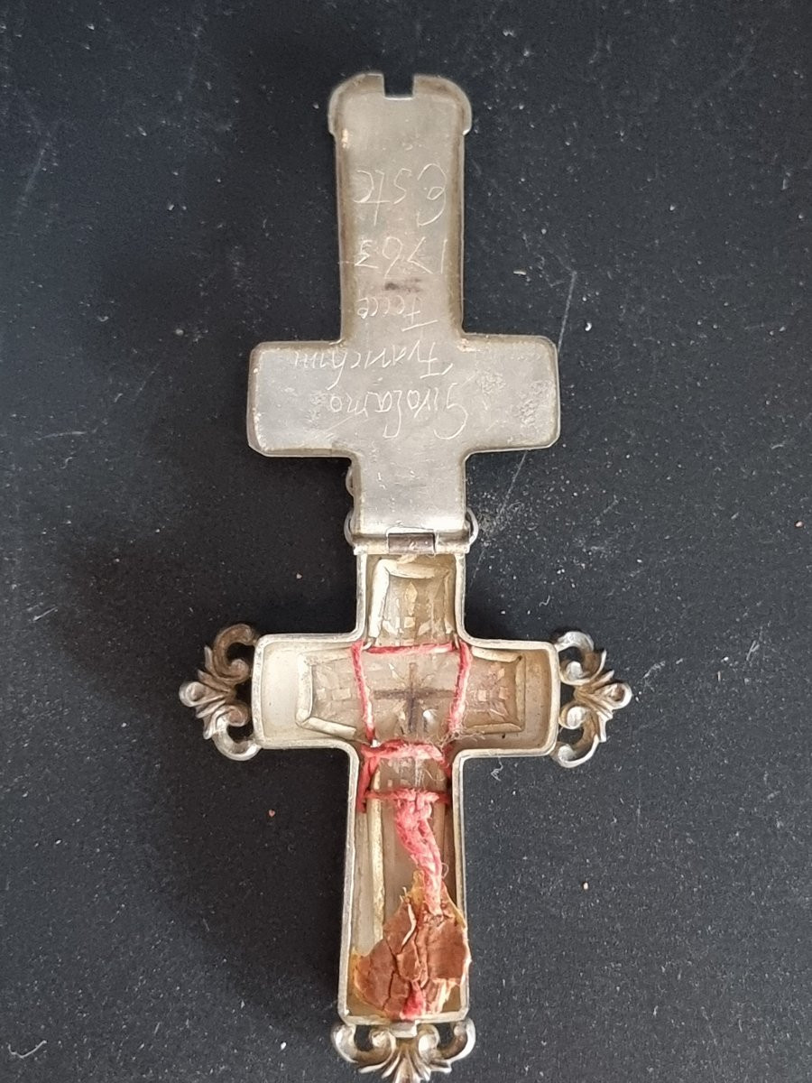 Croce reliquiario in argento incisa, Girolamo Franchini, Este 1763-photo-3