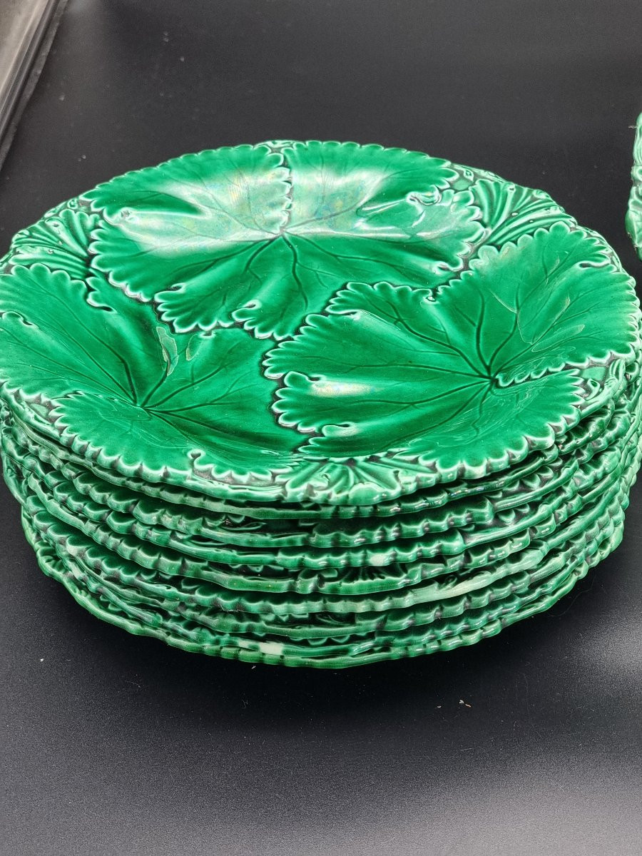 Servizio di piatti in maiolica verde Copeland & Garrett, Inghilterra, XIX secolo-photo-1