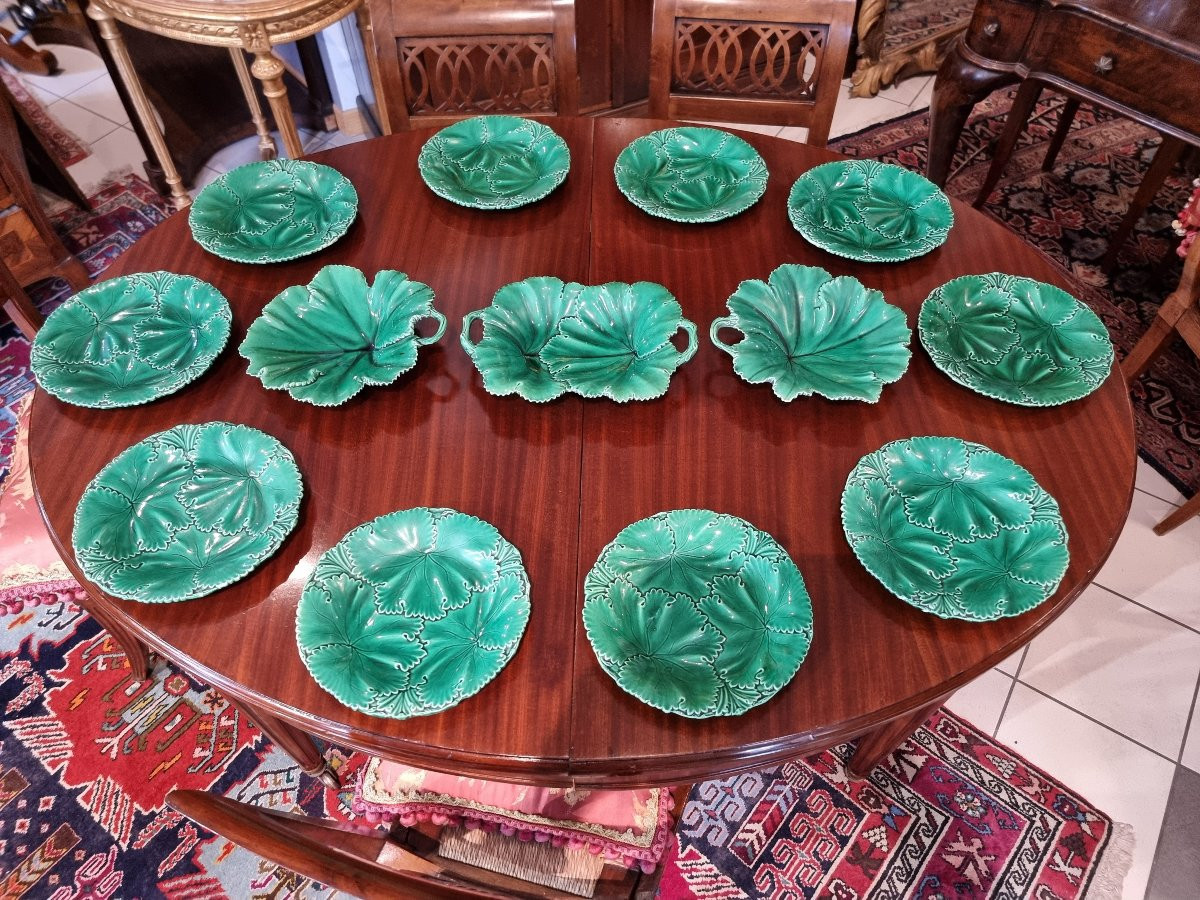 Servizio di piatti in maiolica verde Copeland & Garrett, Inghilterra, XIX secolo-photo-7