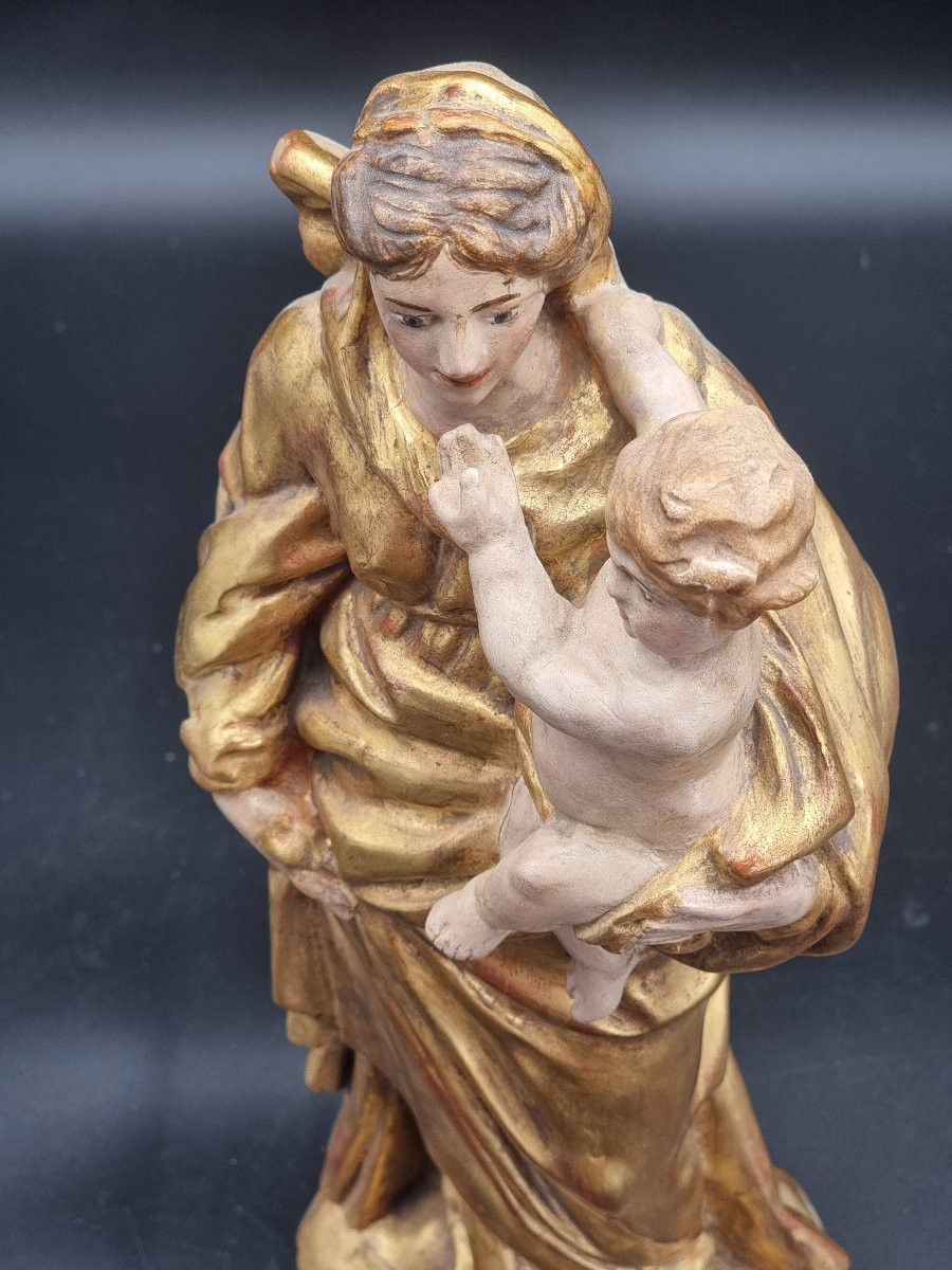 Madonna con Bambino lignea dorata e policroma, fine XIX – inizi XX secolo-photo-4