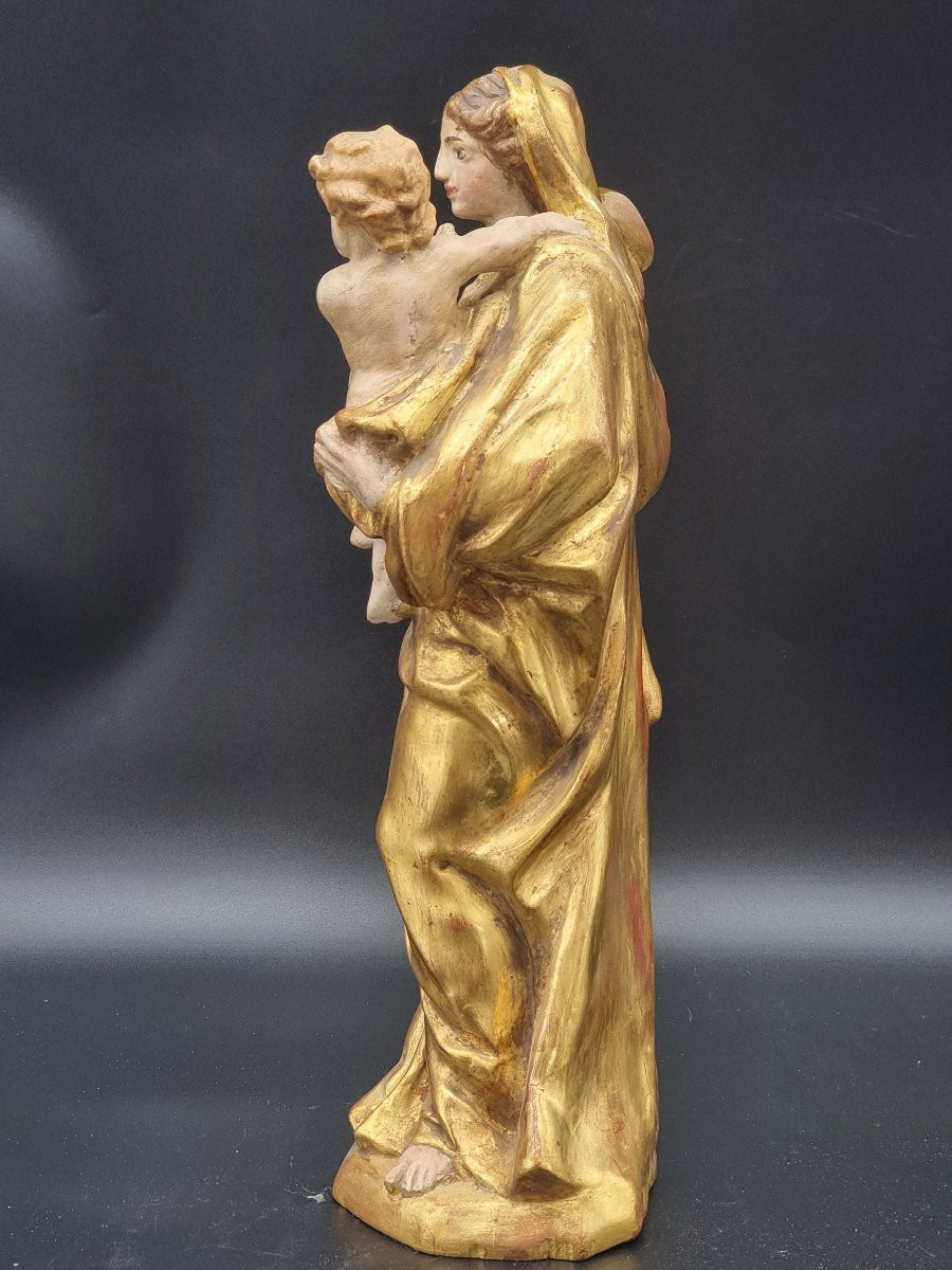 Madonna con Bambino lignea dorata e policroma, fine XIX – inizi XX secolo-photo-3