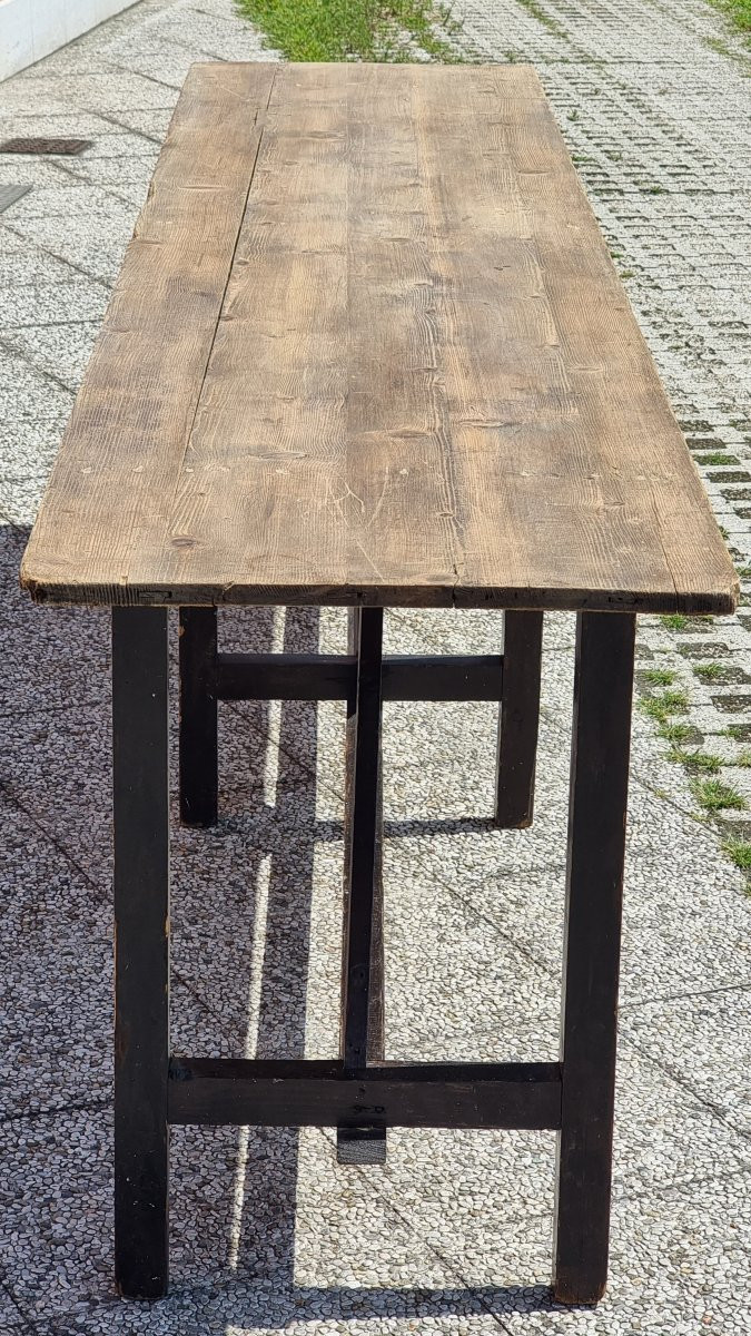 Tavolo rustico in abete, anni 70, 295 × 57 cm-photo-3
