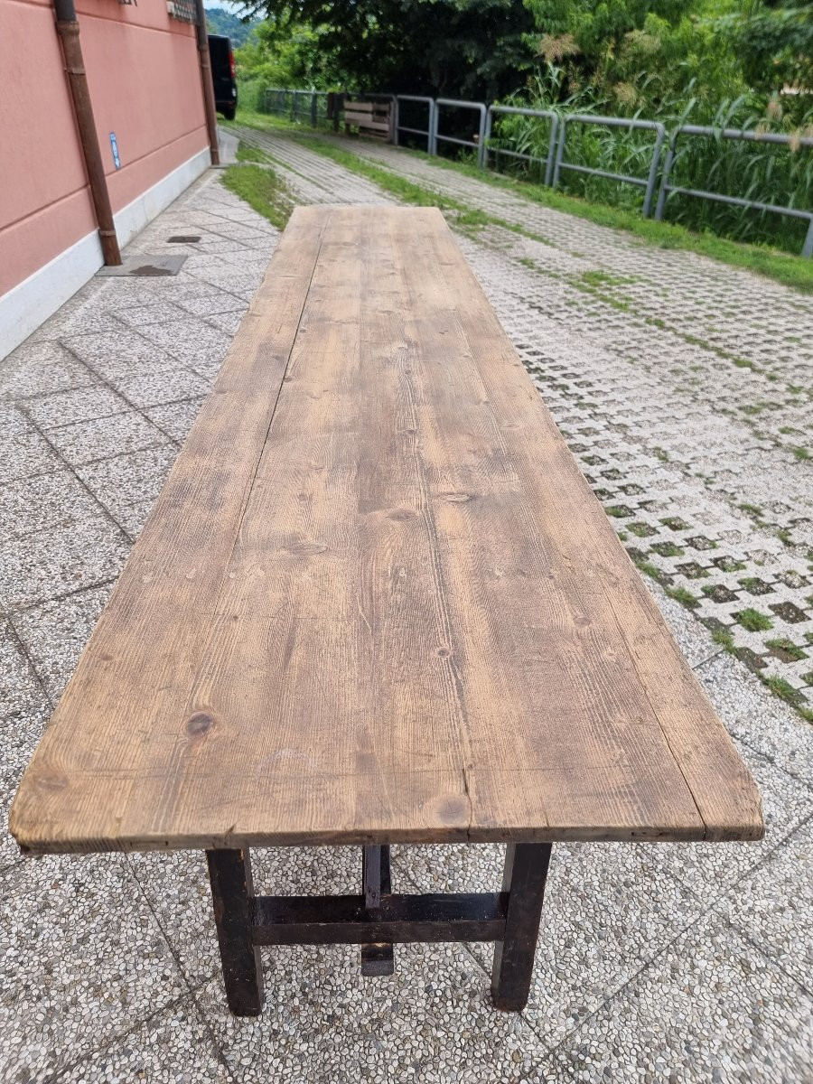 Tavolo rustico in abete, anni 70, 295 × 57 cm-photo-5