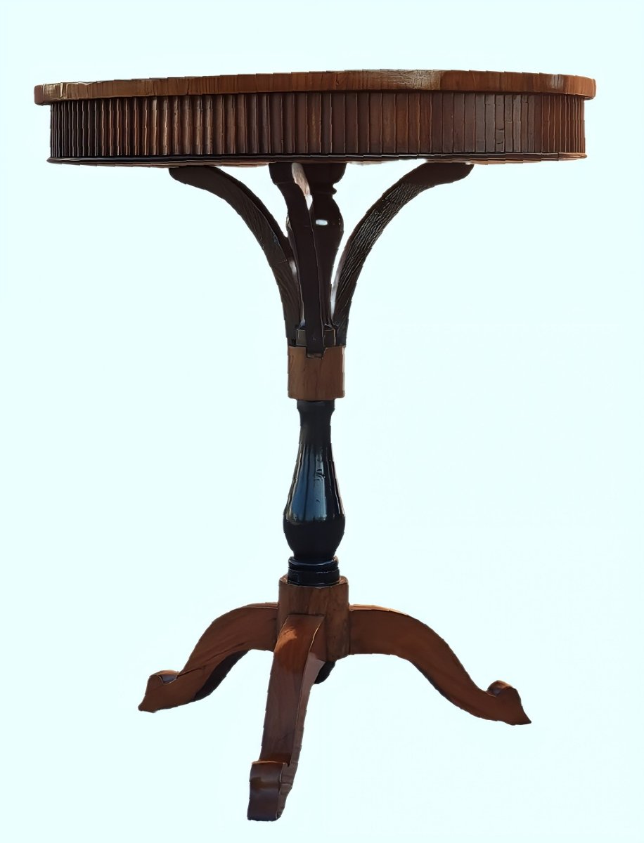Tavolino Carlo X in ciliegio con intarsio floreale – Veneto, 1830 ca.-photo-2