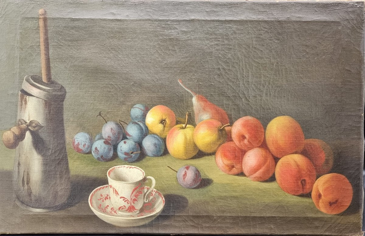 Coppia di nature morte con frutta, caffettiera e cioccolatiera – Nord Italia, fine XVIII - iniz-photo-2